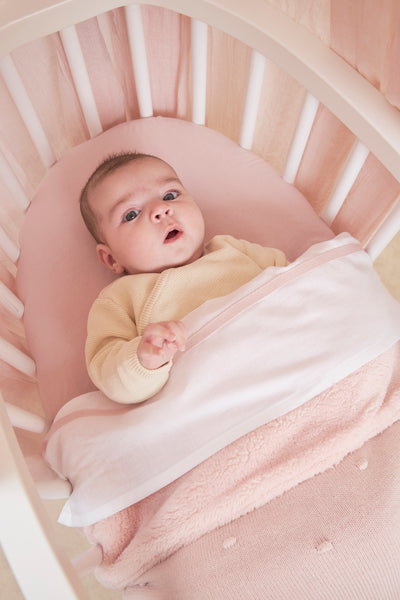 Meyco Baby - Mini Knots teddy crib bed blanket - Soft Pink - 75x100cm