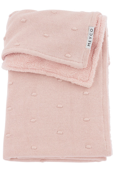 Meyco Baby - Mini Knots teddy crib bed blanket - Soft Pink - 75x100cm