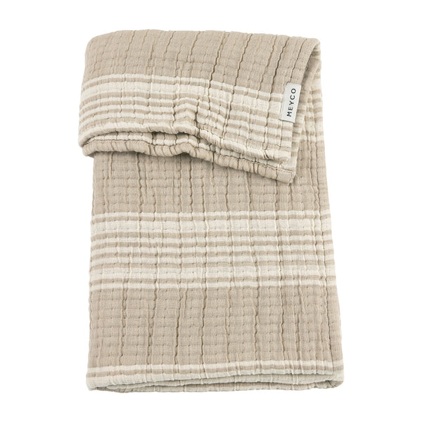 Meyco Baby - Blanket Pre-washed Muslin Jacquard Stripe Sand 75x100cm