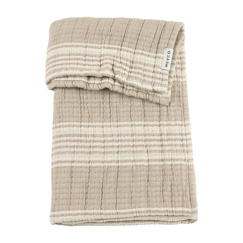 Meyco Baby - Blanket Pre-washed Muslin Jacquard Stripe Sand 75x100cm