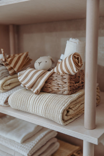 Meyco Baby - Blanket Pre-washed Muslin Jacquard Stripe Sand 75x100cm