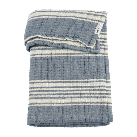 Meyco Baby - Blanket Pre-washed Muslin Jacquard Stripe Indigo 75x100cm