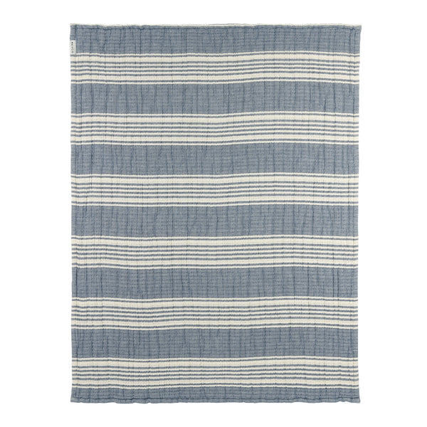 Meyco Baby - Blanket Pre-washed Muslin Jacquard Stripe Indigo 75x100cm