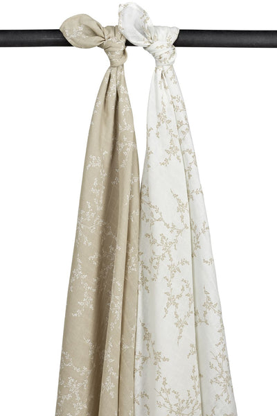 Meyco Baby - Swaddle - 2-pack - muslin - Branches Sand - 120x120cm