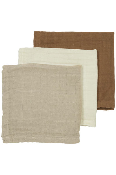Meyco Baby - Facecloth - 3-pack - pre-washed muslin - Uni offwhite/soft sand/taupe - 30x30cm