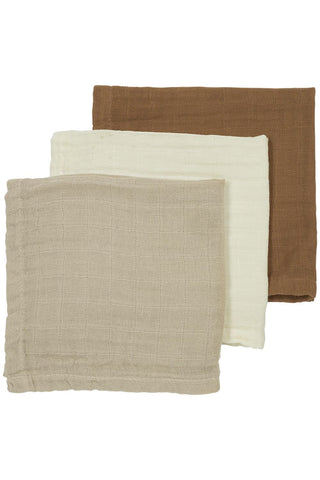 Meyco Baby - Facecloth - 3-pack - pre-washed muslin - Uni offwhite/sand/toffee - 30x30cm