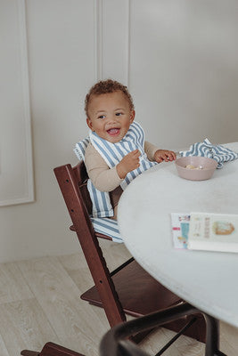 Meyco Baby - Squares 2-Pack Pre-washed Muslin Fat Stripe Jeans Blue