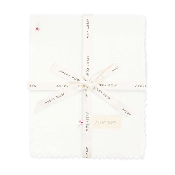 Avery Row  - Embroidered Muslin blanket - Anemone