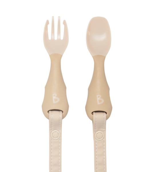 Bibado - Handi Cutlery - Attachable Baby Cutlery : Fawn Two Pack