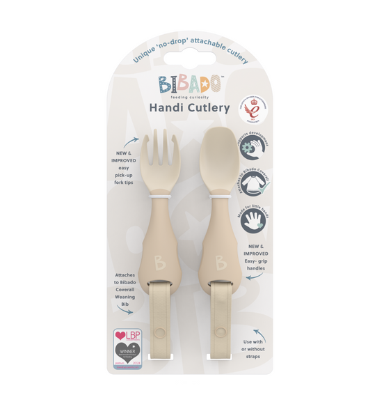 Bibado - Handi Cutlery - Attachable Baby Cutlery : Fawn Two Pack