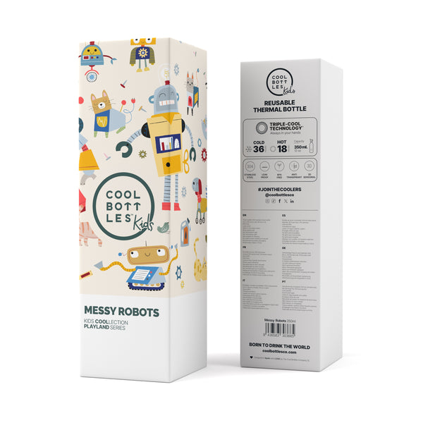 Cool Bottles - Kids 350ml - Playland Series - Messy Robots