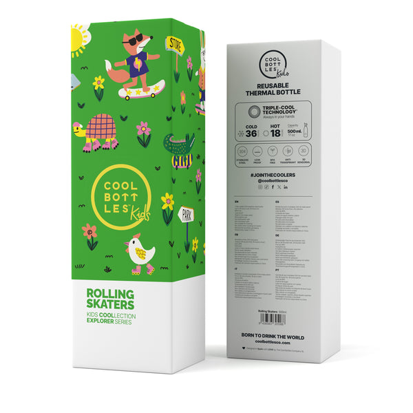 Cool Bottles - Kids 500ml -Explorer Series - Rolling Skaters