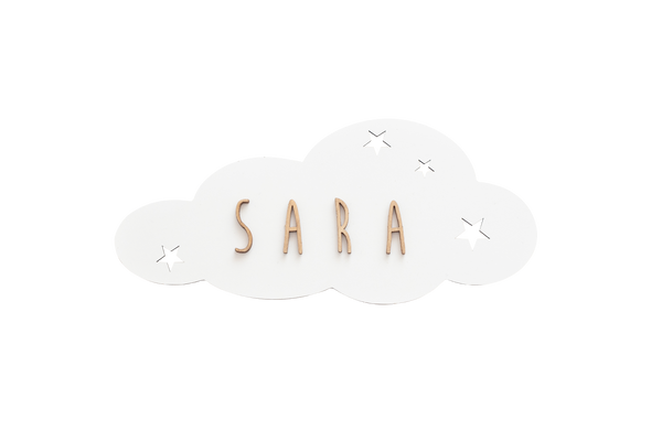 Vintiun - White Cloud Shaped Adhesive Plate Stars + Lettering Kit