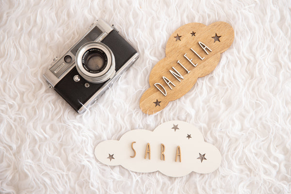 Vintiun - White Cloud Shaped Adhesive Plate Stars + Lettering Kit
