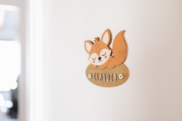 Vintiun - Adhesive Colored Door Plate Fox + Lettering Kit