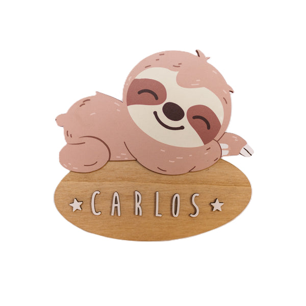 Vintiun - Adhesive Colored Door Plate Sloth + Lettering Kit