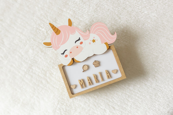 Vintiun - Small Lamp Sleeping Unicorn (powered by battery or USB C cable) + Lettering Kit