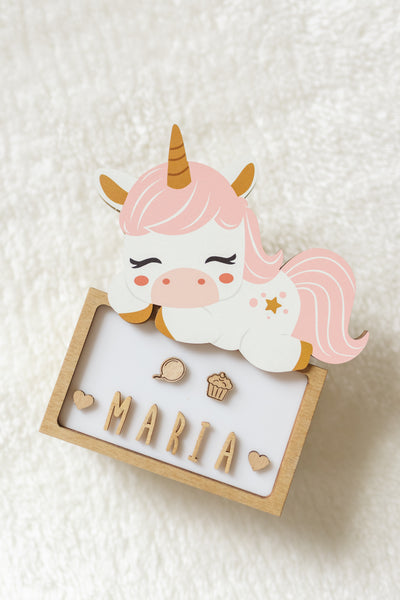Vintiun - Small Lamp Sleeping Unicorn (powered by battery or USB C cable) + Lettering Kit