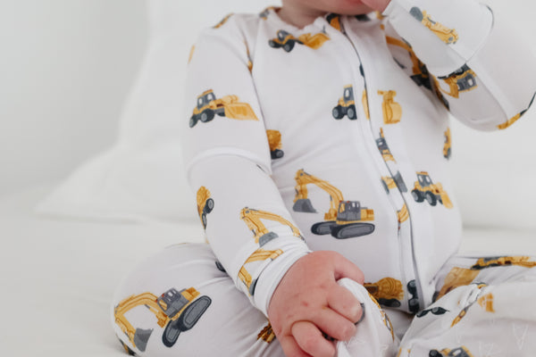 Copper Pearl - Dozer Bamboo Zip-up Footie Pajama