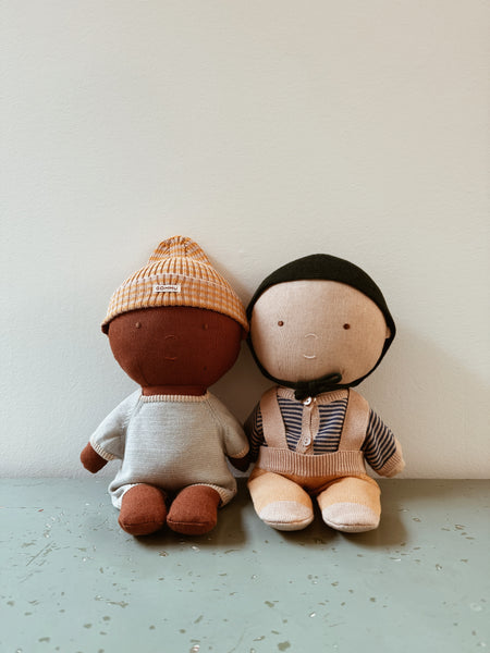 We are Gommu -  Big Stripes Beanie - Light Cream/Mustard