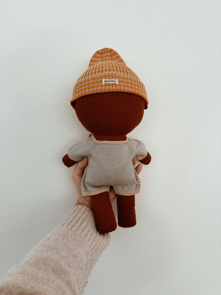 We are Gommu -  Big Stripes Beanie - Light Cream/Mustard