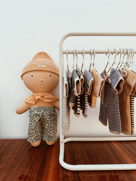 We are Gommu -  Big Stripes Beanie - Light Cream/Mustard