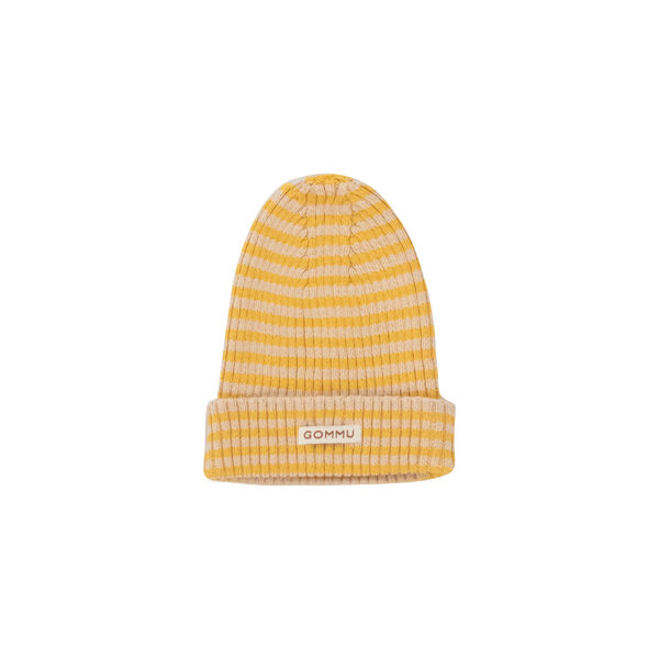 We are Gommu -  Big Stripes Beanie - Light Cream/Mustard