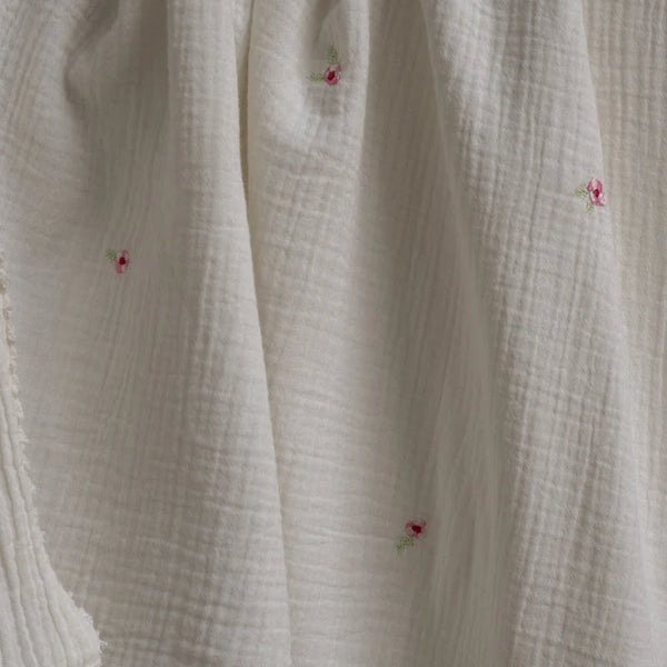 Avery Row  - Embroidered Muslin blanket - Anemone