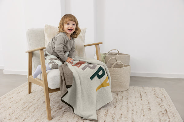 Lassig - Happy Rascals - Knitted Blanket 80 x 100 cm - Striped nature/taupe