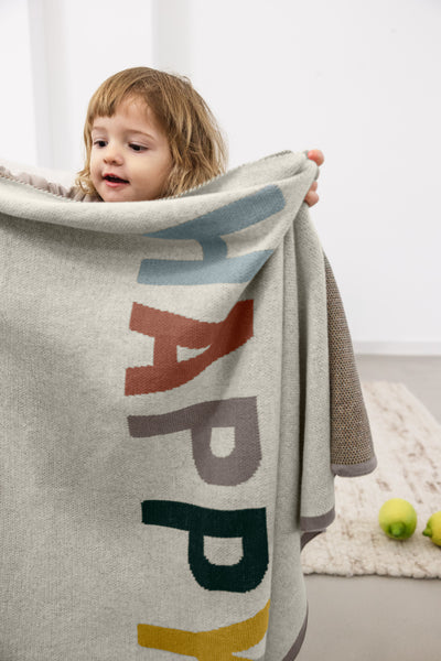 Lassig - Happy Rascals - Knitted Blanket 80 x 100 cm - Striped nature/taupe