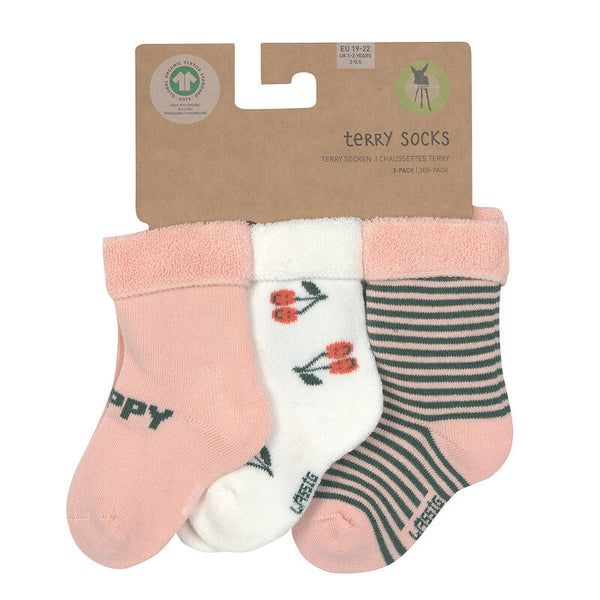 Lassig - Terry Socks GOTS 3 pcs - Cherry peach