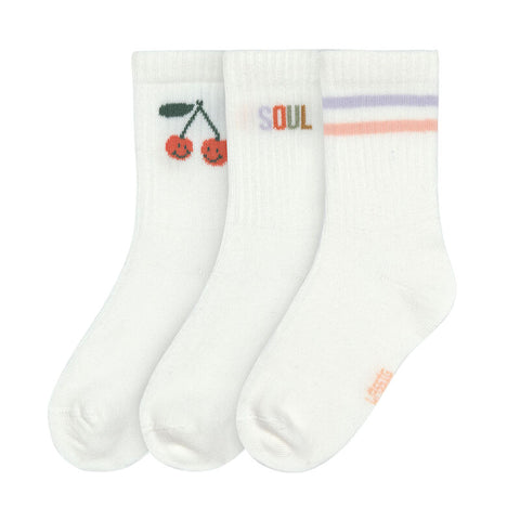 Lassig - Little Fruits - Tennis Socks 3 pcs GOTS - Cherry