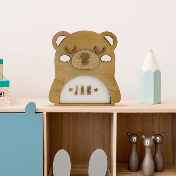 Vintiun -Animal Lamp Bear (powered by battery or USB C cable) + Lettering Kit
