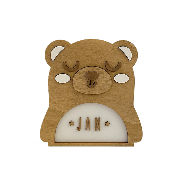 Vintiun -Animal Lamp Bear (powered by battery or USB C cable) + Lettering Kit