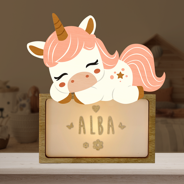 Vintiun - Small Lamp Sleeping Unicorn (powered by battery or USB C cable) + Lettering Kit