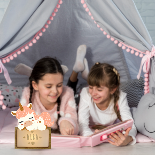 Vintiun - Small Lamp Sleeping Unicorn (powered by battery or USB C cable) + Lettering Kit