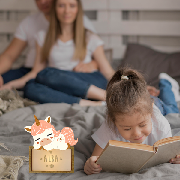 Vintiun - Small Lamp Sleeping Unicorn (powered by battery or USB C cable) + Lettering Kit