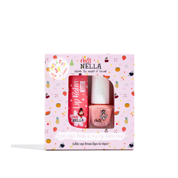 Miss Nella -Lips & Tips Duo - Lip Balm Butter cheeks + 1 Varrying Nail Polish