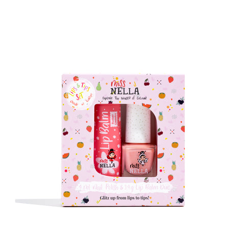 Miss Nella -Lips & Tips Duo - Lip Balm Butter cheeks + 1 Varrying Nail Polish