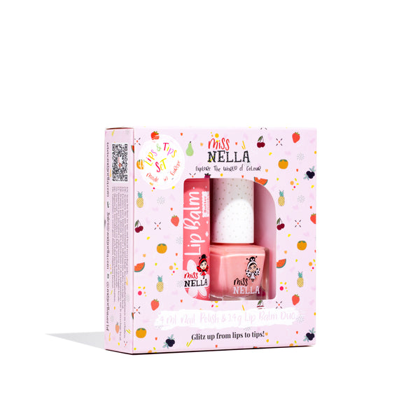 Miss Nella -Lips & Tips Duo - Lip Balm Butter cheeks + 1 Varrying Nail Polish