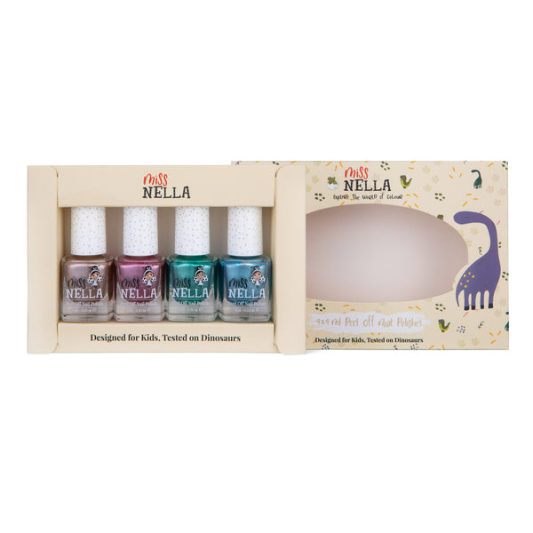 Miss Nella - 4-Pack Peel Off Nail Polish - Dino Collection