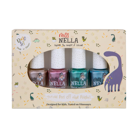 Miss Nella - 4-Pack Peel Off Nail Polish - Dino Collection