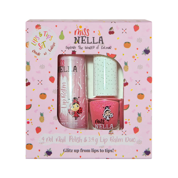 Miss Nella - Lips & Tips Duo - Lip Balm Honey Bunny + 1 Varrying Nail Polish