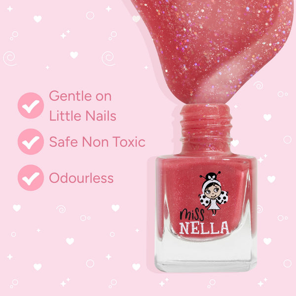 Miss Nella - Peel Off Nail Polish - Sugar Hugs - Glittery Pink