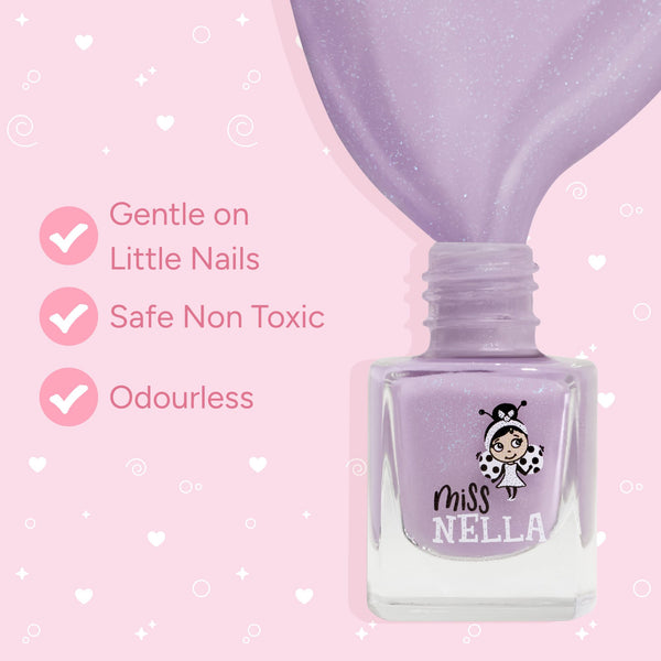 Miss Nella - Peel Off Nail Polish - Butterfly Wings - Glittery Lilac