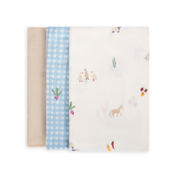 Avery Row - Muslin Squares - Little Farm - Set of 3