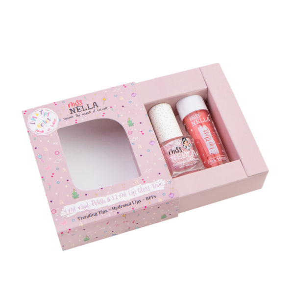 Miss Nella - Besties Duo - Lip Gloss Pink Secret +  Peel Off Nail Polish