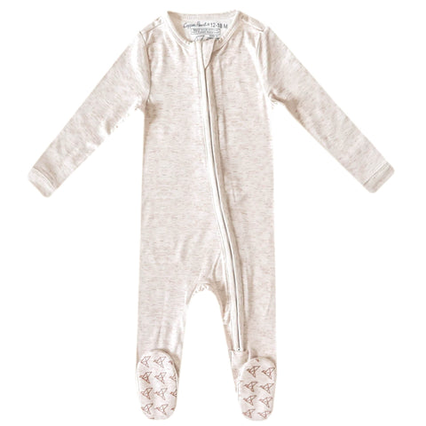 Copper Pearl - Oat Zip-up Footie Pajama