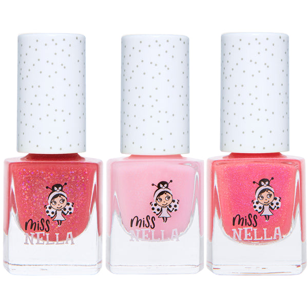 Miss Nella - 3-Pack Peel Off Nail Polish - Pink Glitter Attack