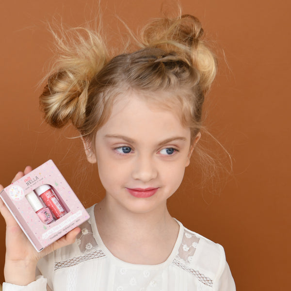 Miss Nella - Besties Duo - Lip Gloss Pink Secret +  Peel Off Nail Polish